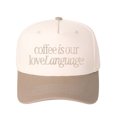 thumbnail image 5 of Coffee is Our LoveLanguage Letter Embroidered Color Block Trucker Hat Unisex Adjustable Cotton Breathable Fashion Cap for Travel Daily Wear, 5 of 11