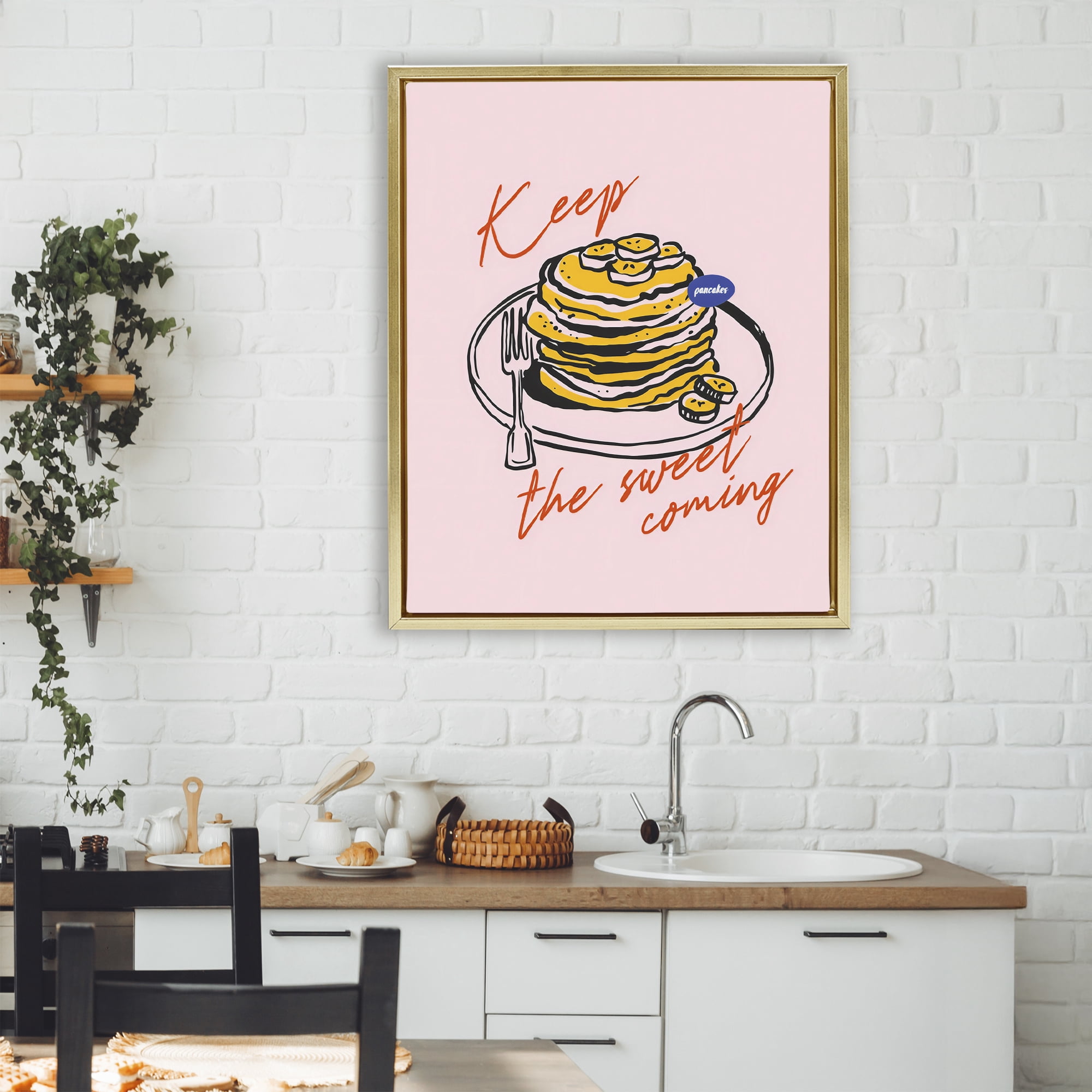 Stupell Industries Keep The Sweet Coming Gold Framed Floater Canvas Wall Art, design by The Prints Vibe
