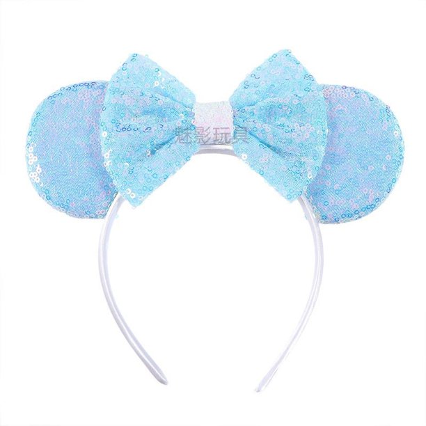 Diadema de Mickey con lazo de lentejuelas y lunares rojos y ondas, accesorios para el cabello de Mickey Mouse, horquilla Paradise Play, ropa cómoda