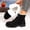Black, variant on FRSASU Women's Snow Lace up Ankle Boots Lightweight Platform Warm Fur Winter Walking Shoes Gray