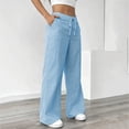thumbnail image 5 of Women's Casual Wide Leg Pants, Striped Drawstring Trousers, Loose Comfort Lounge Wear for Home, Travel and Daily Relaxation,Blue,L, 5 of 5