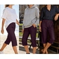 thumbnail image 5 of LIaqionyyWomen's Capri Jeans Casual Elastic Waist Trendy Summer Stretchy Denim Capris Pants with Pocket, 5 of 7