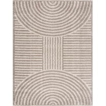 BoutiqueRugs Allard Contemporary Area Rug - Machine Washable - Peach, Medium Gray - 2' x 2'11"