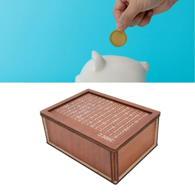Caja Reto De Ahorro, Hucha Fácil Montaje Diseño Retro 2000 Euros Madera Para Compras Escolares Bodas