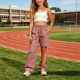 thumbnail image 2 of Hudaneo Girls Cargo Hiking Pants Kid Convertible Zip-Off Outdoor Pants with Drawstring & Pockets Water Resistant Joggers, Pink 7-8 Years, 2 of 6
