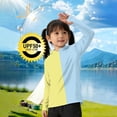 thumbnail image 4 of BFHHYA Kids Color Block Hooded Shirts UPF50+ Sun Protection Long Sleeve Shirt Boys Girls Casual Fashion Summer Tops 5-15 Years, 4 of 5