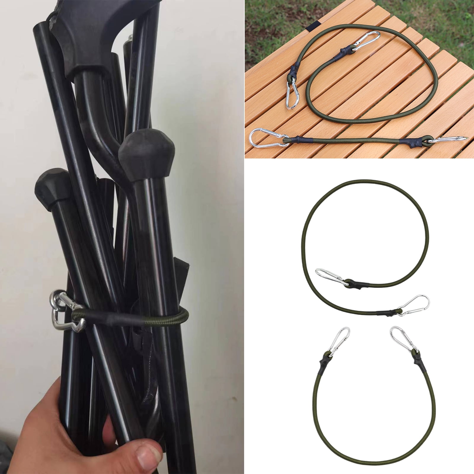 5Pcs Elastics Bungee Strap with Carabiner Hook for Camping Bungee Cords with Carabiner Clip, Long Carabiner Bungee Cord