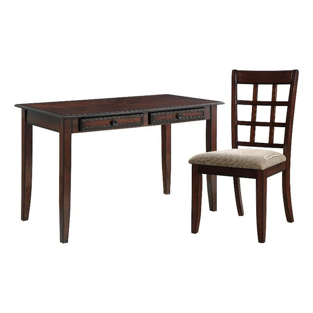 Coaster Newton 2-Drawer Wood Writing Desk with Chair in Chestnut and Tan