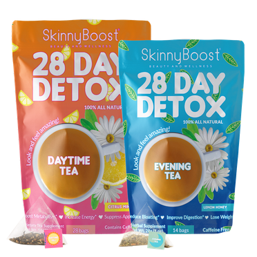 Skinny Boost 28 Day Detox Tea Kit-1 Daytime Tea (28 Bags) 1 Evening Detox Tea (14 Bags) Supports Detox & Cleanse-Non GMO, Vegan, All Natural