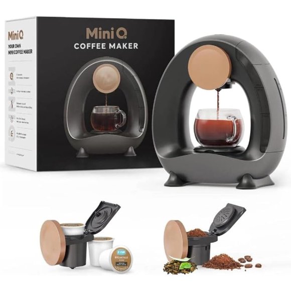 2 in 1 Single Serve Coffee Maker for K Cups & Ground Coffee Mini K Cup Coffee Brewer with One Button Operation, 4-8 oz Brew Sizes