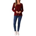 thumbnail image 2 of INSPIRE CHIC Women's Ribbed Knit Top Casual Lightweight Puff Sleeve Square Neck Sweater, 2 of 5
