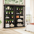 thumbnail image 5 of 5-Tier Industrial Art Bookcase with X-Pattern Sides, E0 Panels & Black Metal Frame, 34kg/Shelf Capacity, Open Shelving for Home/Office, 5 of 6