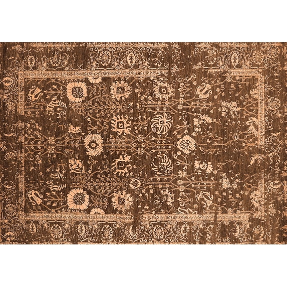 Ahgly Company Machine Washable Indoor Rectangle Oriental Orange Industrial Area Rugs, 2' x 3'