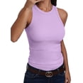 thumbnail image 3 of ANRABESS Racerback Tank Tops for Women Ribbed High Neck Tank 2026 Summer Sleeveless Shirts Slim Fitted Basic Tees Casual Workout Tops Light Purple XXL, 3 of 10