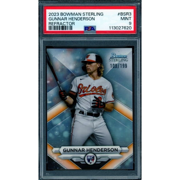 Gunnar Henderson Rookie Card 2023 Bowman Sterling Refractor #Bsr3 PSA 9