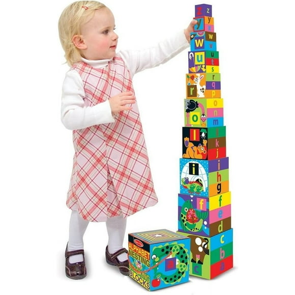 SHILIU-Deluxe 10-Piece Alphabet Nesting and Stacking Blocks | Stack And Sort Toddler Toys, ABC Learning Toys, Stackable Toys For Toddlers Ages 2+