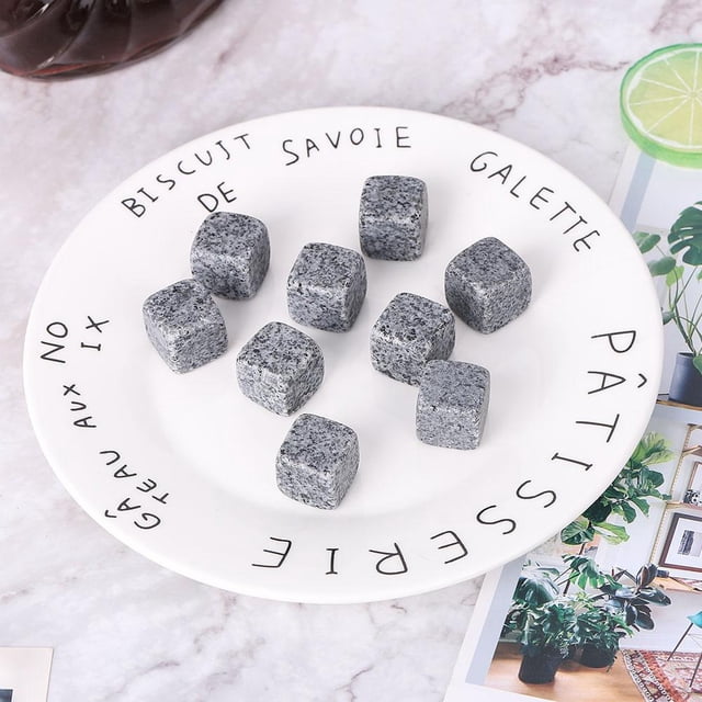 Juego de Regalo de Piedras Enfriadoras de Whisky, 9 Piezas/Caja de Hielo de Piedra de Fiesta, Barra esanía, Cerveza, Whisky, Zumo (gris) Ice Stone Ice Spptty cuidado personal