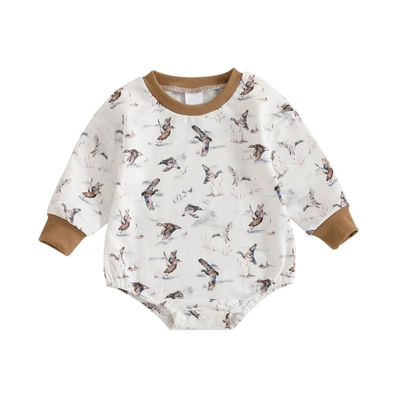 sertiohcv Newborn Baby Boy Girl Bodysuit Baby Boy Girl Romper Short Sleeve Duck Bodysuit Tops Baby Clothes Brown Size for 6-12 Months