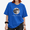Blue-1, variant on Women's Grayscale Realistic Full Moon Bird Silhouette Copy Moon Joy Quote Graphic Cropped Short Sleeve T-shirt Classic Relaxed Fit Casual Tee For Night Sky Nature Aesthetic Lovers