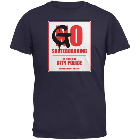 Go Skateboarding Navy Adult T-Shirt - Medium