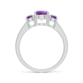 thumbnail image 2 of ANGARA Natural Three Stone Round Amethyst Ring with Diamond Accents in 14K White Gold for Women (Size-6mm) | February Birthstone, Birthday, Anniversary, Jewelry Gift for Women | Natural Amethyst Ring, 2 of 9