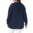 thumbnail image 3 of Agnes Orinda Women's Plus Size Jacket Hooded Open Front Color Blocks Long Sleeve Casual Oversized Sweatshirt with Pockets 1X Navy Blue, 3 of 6