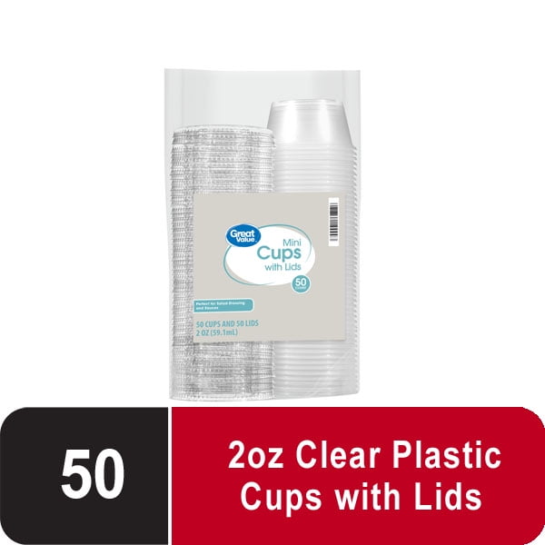 Great Value Everyday Disposable Plastic Cups, Clear, 2 oz, 50 count