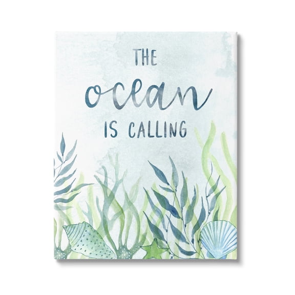 Stupell Industries Ocean Calling Phrase Animals & Insects Painting Gallery Wrapped Canvas Art Print Wall Art, 16 x 20