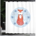 thumbnail image 3 of Ambesonne Jungle Theme Shower Curtain, Fox Pine Trees Snows, 69"Wx70"L, Burnt Sienna and Soft Blue, 3 of 4