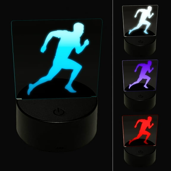 Man Running Marathon Cardio Exercise LED Night Light Sign 3D Illusion Desk Nightstand Lamp