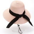 thumbnail image 4 of Beach Sun Straw Hats for Women Sun Protection Wide Brim Summer Straw Hat Color Pink Size One Size, 4 of 6