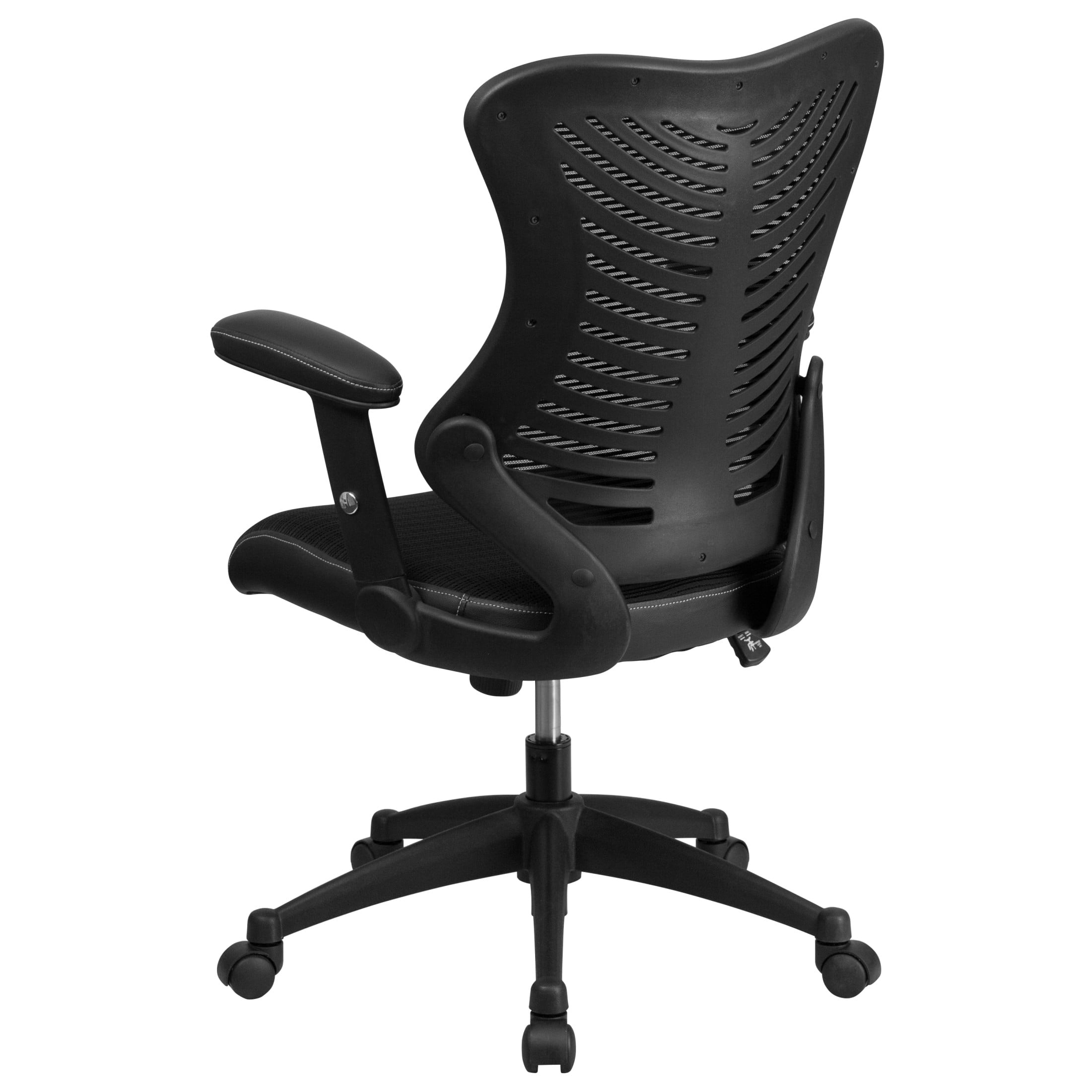 Emma + Oliver High Back Designer Black Mesh Executive Ergonomic Office Chair with Arms