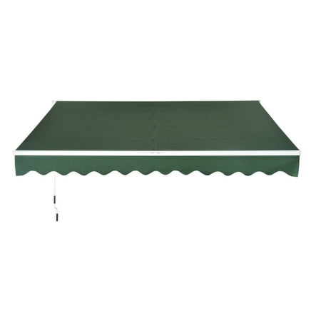 - Outsunny 13'X8' Manual Retractable Patio Sun Shade Awning - Green