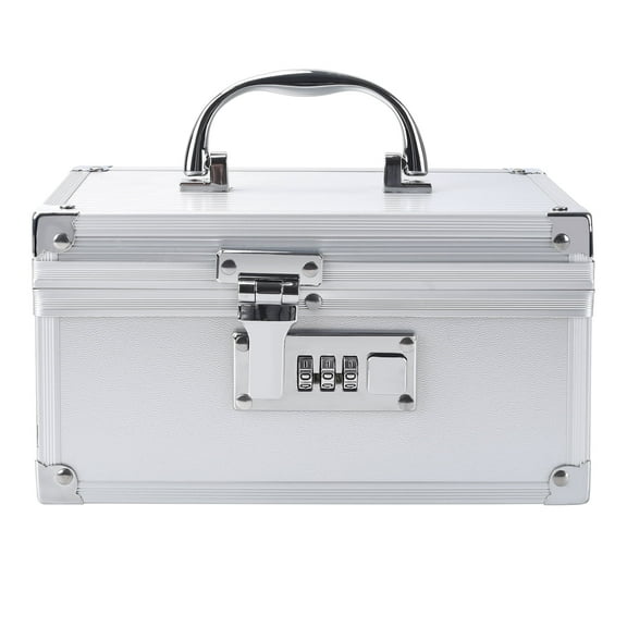 Medication Lock Aluminium Alloy Medicine Key Lock Box for Home and Travel Medicine Lock Box,First Aid Safe Medication Storage Box,7.66''x 5.12''x 4.13'' (Silver)