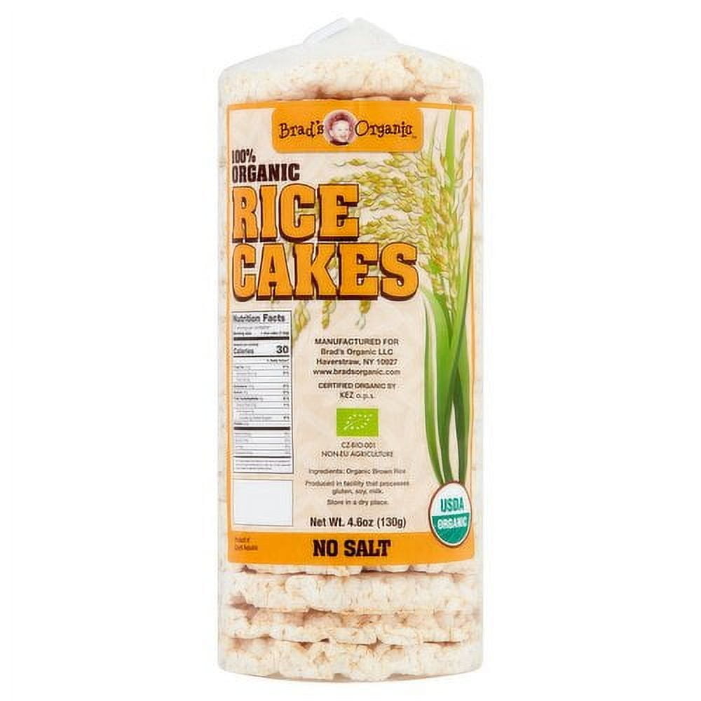 Brad's Organic NO SALTED RICE CAKES 4.6oz (6 Packages/1 Case) - ORGANIC,VEGAN,DAIRY FREE, CHOLESTEROL FREE