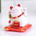 thumbnail image 3 of Gato que agita, con energía solar, lindo gato que agita, buena suerte, riqueza, bienvenida a los gatos, exhibición del hogar, decoración del coche, decoración Feng Shui (blanco) Sailing Electrónica, 3 of 3