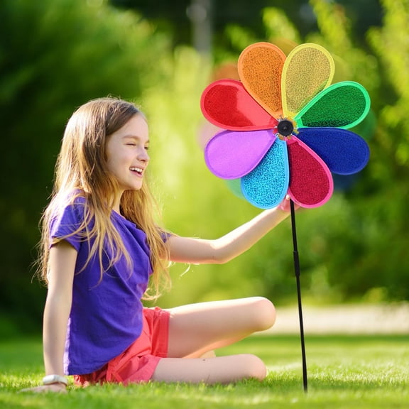 Sltwyw Vibrant Colorful Windmill Spinner for Garden Yard Decor - Outdoor Lawn Ornament Whirling Wind-Powered Decoration Patio Backyard Accent