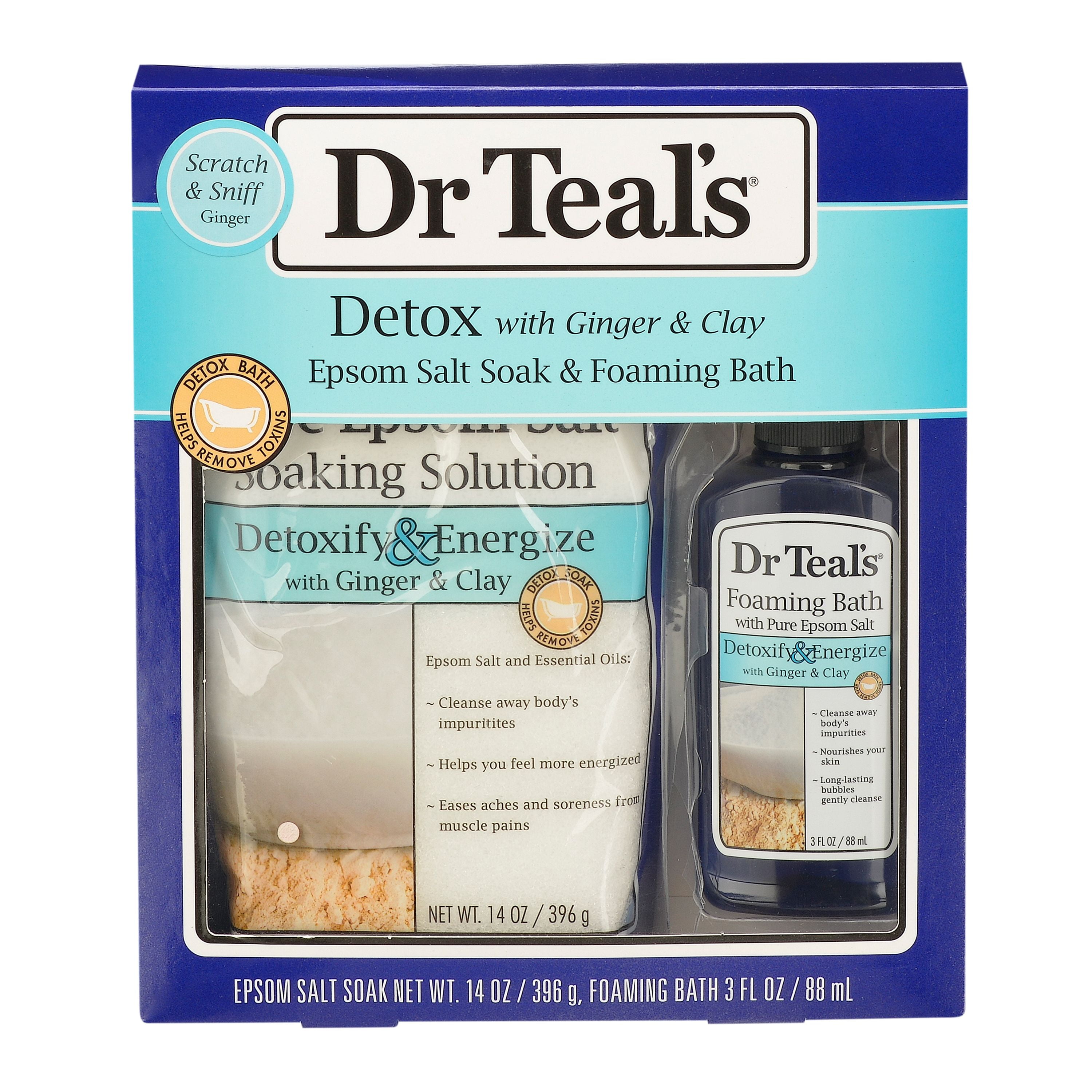 Dr Teal's Detox Pure Epsom Salt Soaking Solution & Foaming Bath Set, 2