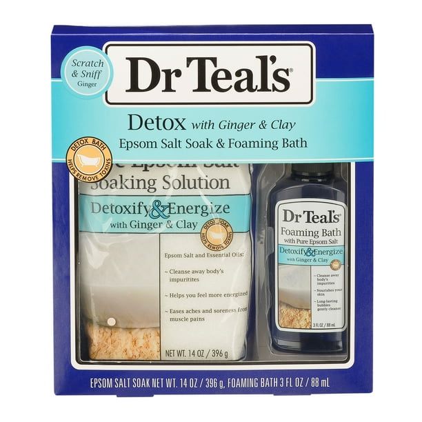 Dr Teal's Detox Pure Epsom Salt Soaking Solution & Foaming Bath Set, 2