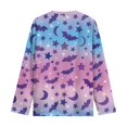 thumbnail image 3 of Kids Halloween Long Sleeve Shirt, Bat Star Moon Gradient Print Crew Neck Casual Pullover Tops for Boys Girls, 3 of 3