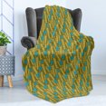 thumbnail image 4 of Yellow and Blue Soft Flannel Fleece Throw Blanket, Agriculture Theme Wheat and Cornflower Blossom Autumn Harvest, Cozy Plush for Indoor and Outdoor Use, 50" x 60", Earth Yellow and Aqua, by Ambesonne, 4 of 5
