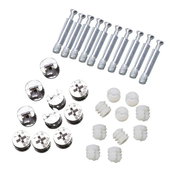 Fixing Screws Fastening Connector Cam Lock Fitting Fasteners Connecting Dowels Furniture Plastic White 24 Sets