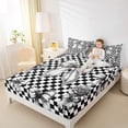 thumbnail image 4 of Homewish Chic Grey Bowknot Twin Sheet Sets for Girl, Modern Fashion Bow-tie Twin Fitted Sheet, Square Cheskered Plaid Flat Sheet, Super Cozy Room Decor, 3-Piece, 4 of 7