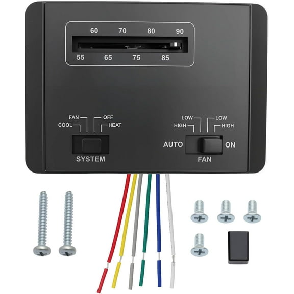 Aniceparthy 7330F3852 Black RV Thermostat Fit for Coleman Mach Series, 12 VDC, Single - Stage Heat/Cool Function