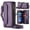 Purple, variant on Dteck Wallet Case for Google Pixel 10 / Pixel 10 Pro RFID Blocking 10-Card Holder Soft PU Leather Magnetic Snap Shoulder Strap Zipper Pocket Phone Case 6.3 Inch,Black
