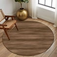 thumbnail image 2 of Round Area Rug 5 Ft, Brown Wood Grain Washable Non-Slip Circle Carpet for Living Room/Bedroom, Retro Farmhouse Wooden Plank Low-Profile Runner Mats Collection Rugs for Indoor, 2 of 8