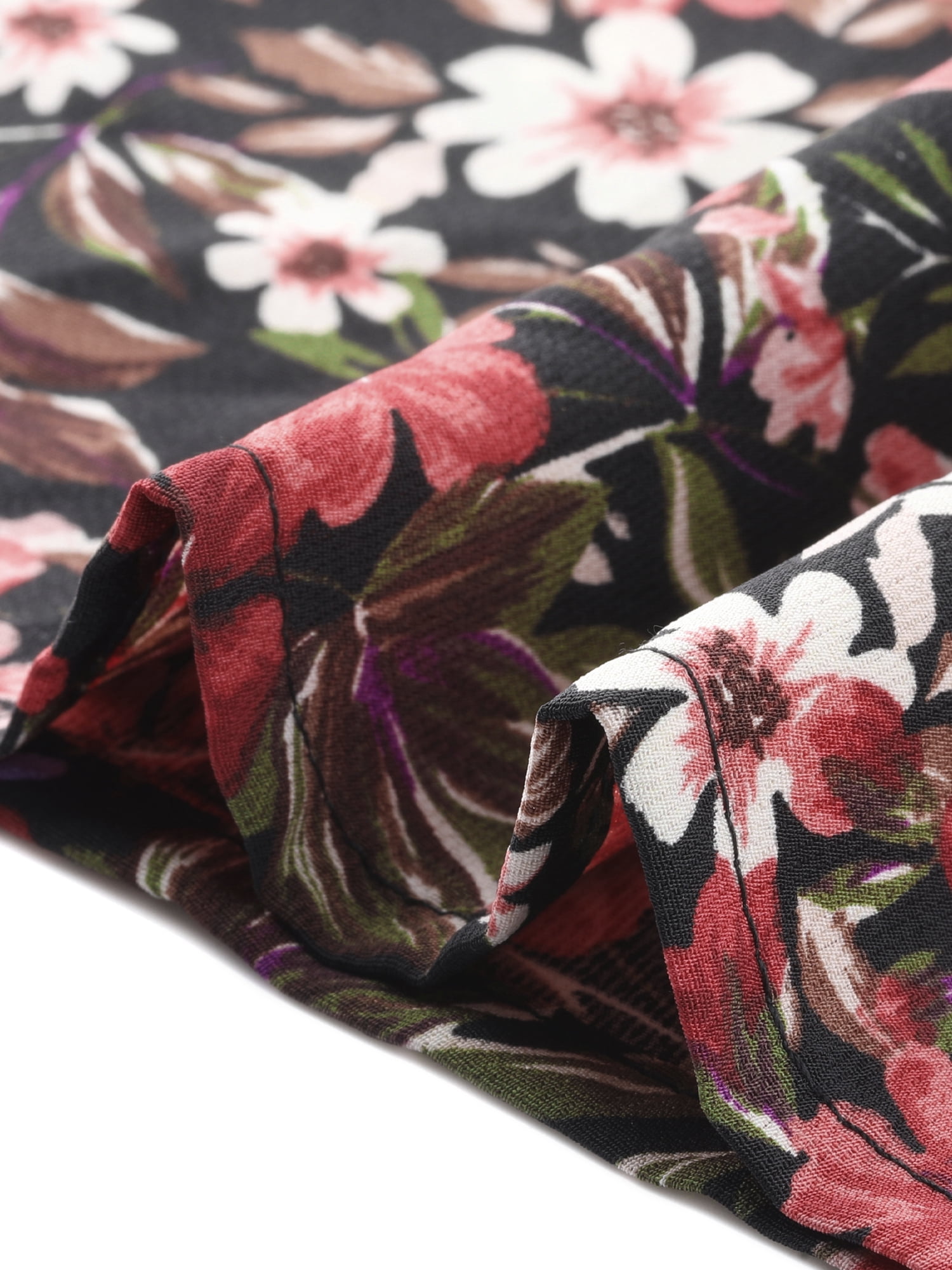 DARING DIVA Maxi Swing Long Sleeve Square Neck Floral Cocktail Dress M Black Red