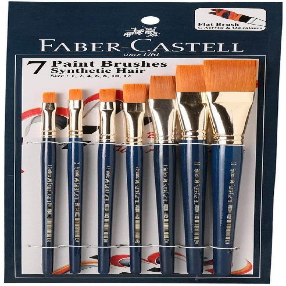 Size-11 Pack of 5 Faber Castell Paint Brush Synth Hair Flat 