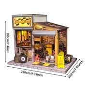 Music Park Book Nook Kit - 3D Wooden Puzzle with LED Lights, DIY Classic Motorcycle Workshop Miniature Dollhouse, Unique Birthday for Adults & Bike Enthusiasts