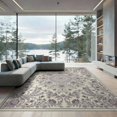 thumbnail image 2 of ODIKA 8'x10' Washable Area Rug Durable, Non-Slip Purple Lilac Ornamental Scrolling Border Lavendar Pink Wisteria for Living Room, Under Sectional, Family, 2 of 7